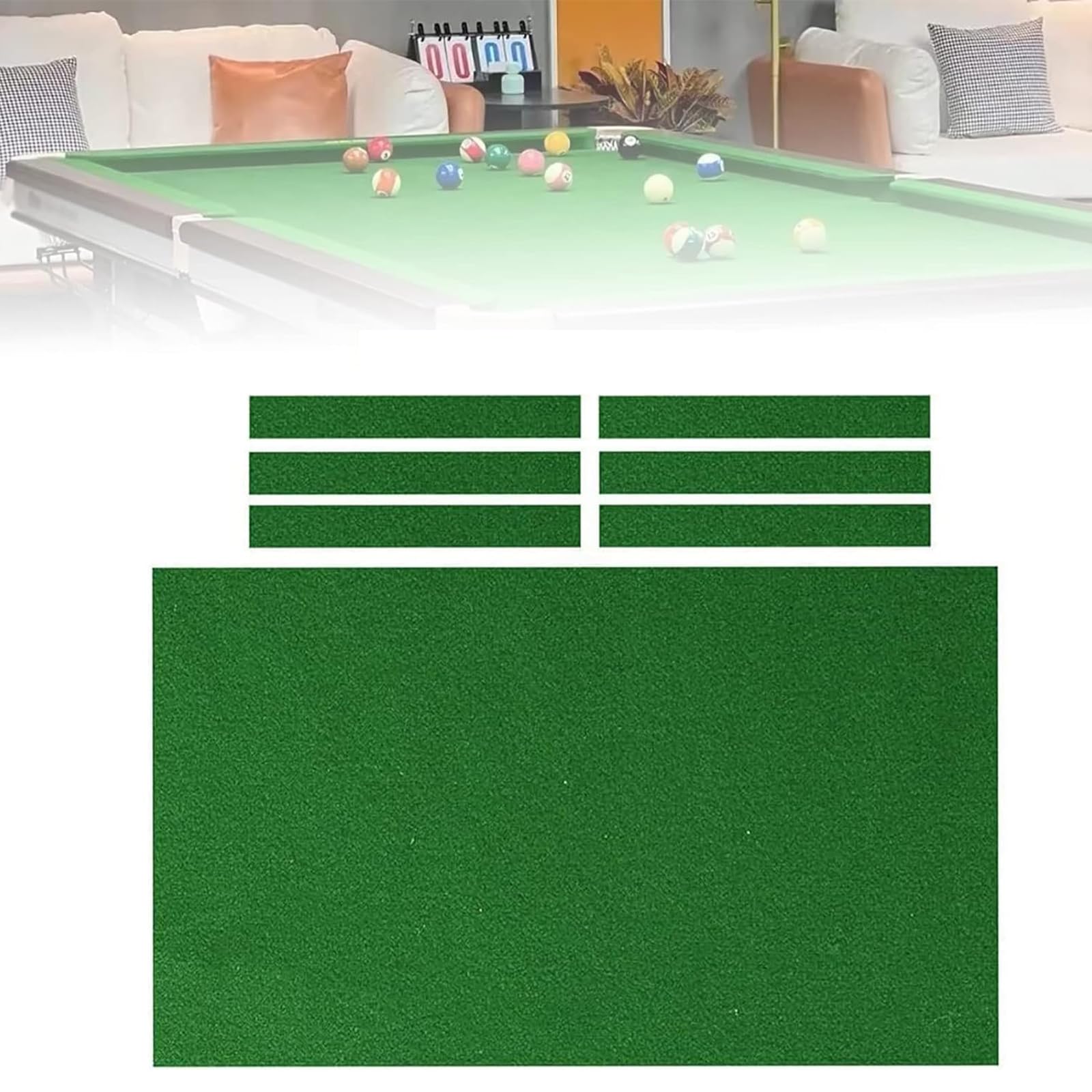 Panno da biliardo in feltro con 6 fasce laterali per sport indoor, tessuto resistente per un uso duraturo e una migliore esperienza di gioco
