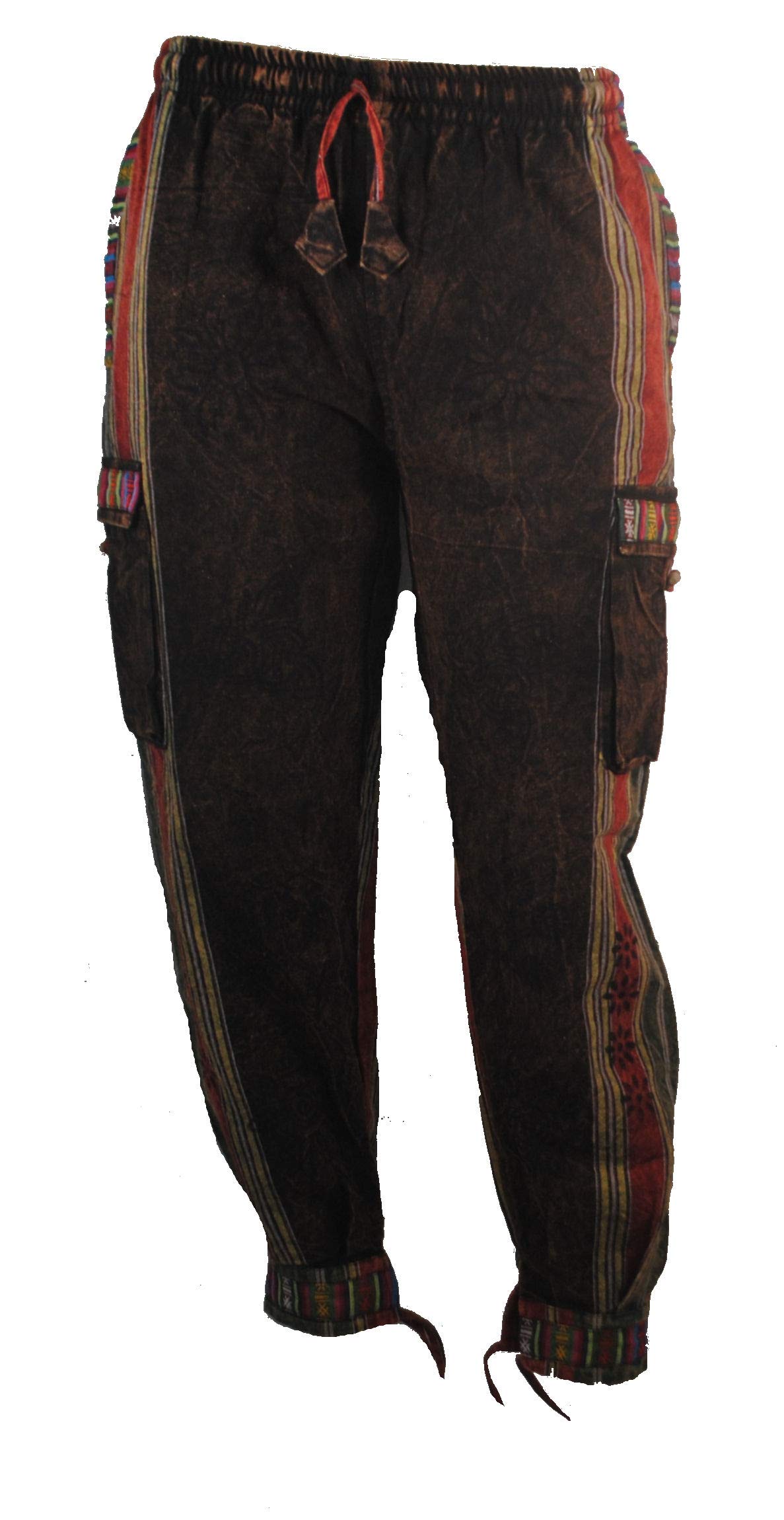 Terrapin Trading Unisex Red & Green Fair Trade Nepal Thick Cotton Hippy Trousers With Real Patches N32 (X-Large, )