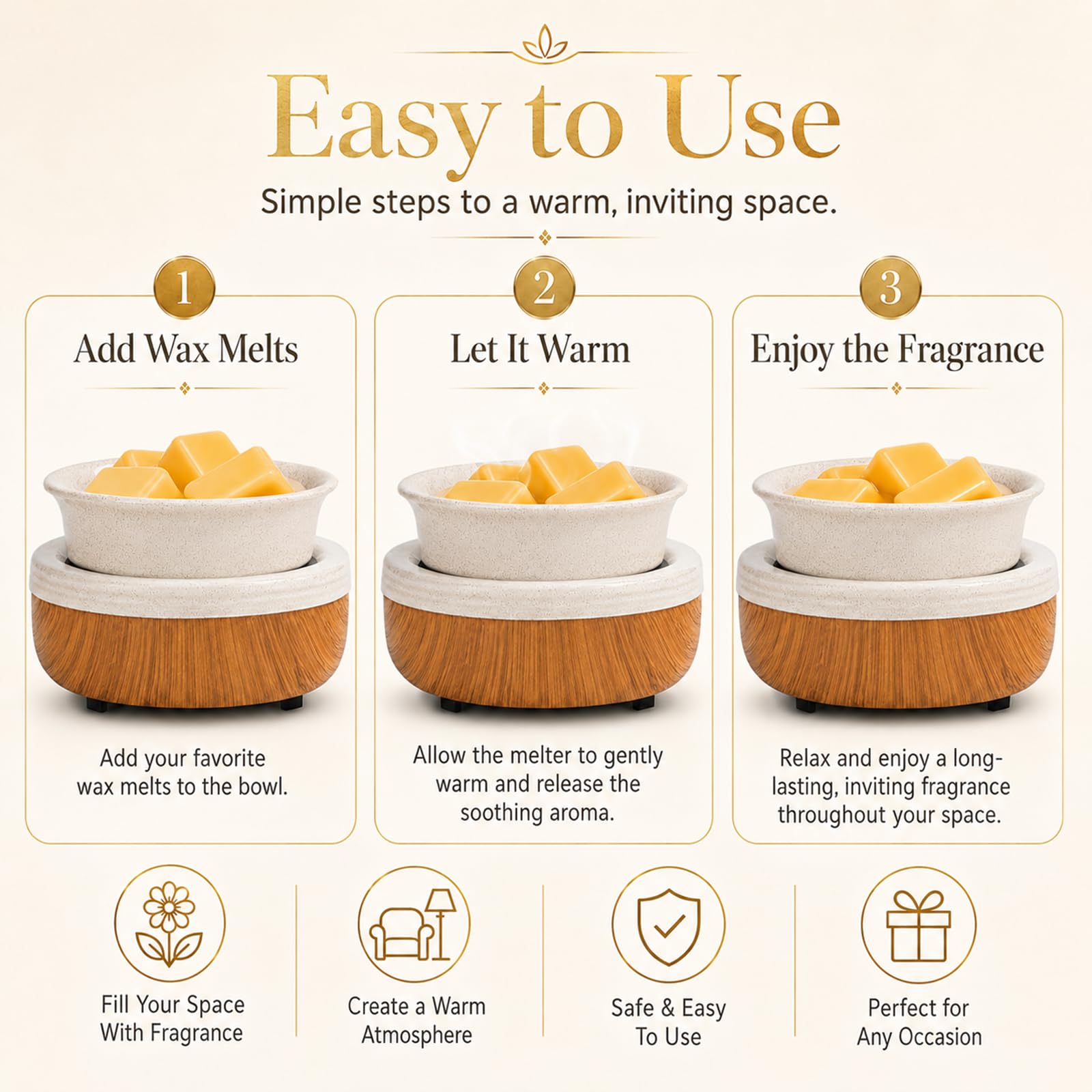 mocosa Ceramic Wax Warmer Wax Melt Warmer 3-in-1 Candle Warmer Electric Wax Warmer for Scented Wax Melter Wax Burner for Home,Office,Gift……