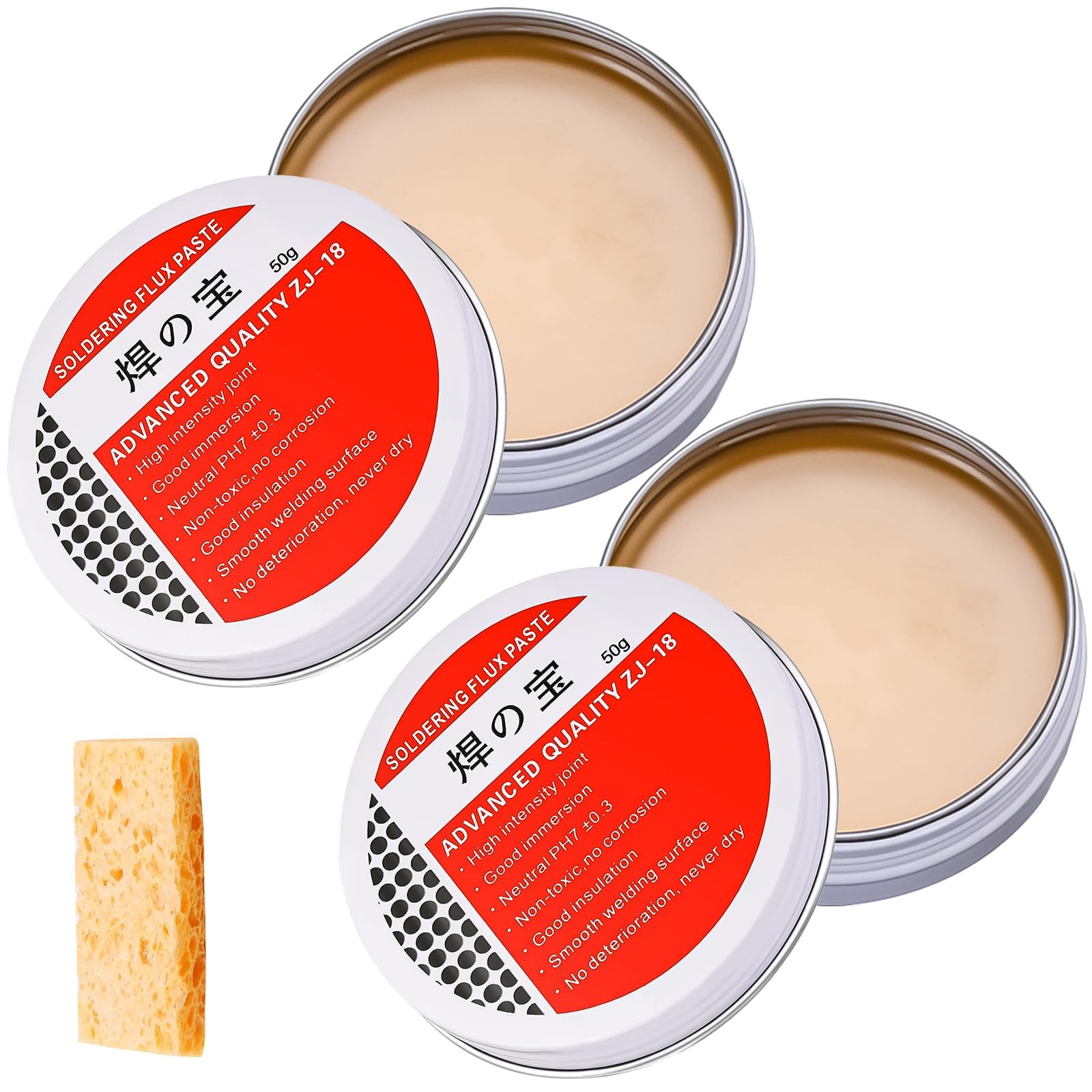 TERRIFI Solder Flux Paste, 2 PCS No-Clean Soldering Paste for Electrical Repairs, Professional Mechanic Welding Tool Compatible with Phone SMD, PCB, BGA & PGA, 50g