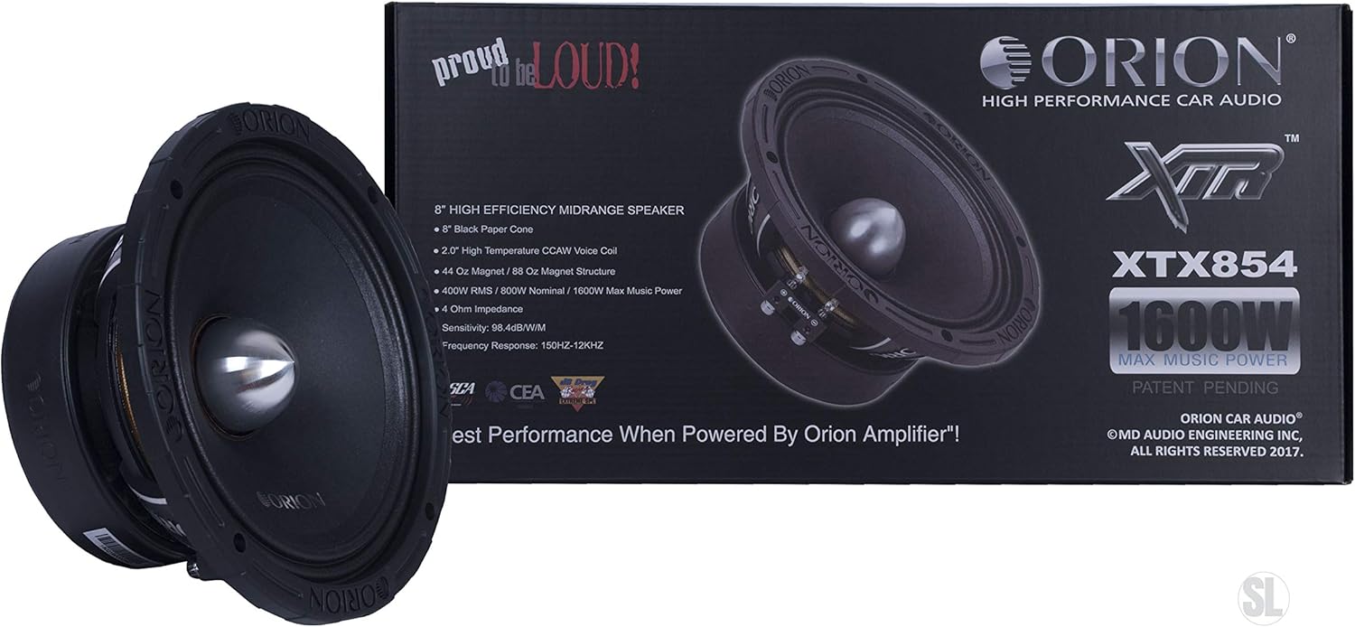 Orion XTX854 8" 1600 Watts High Efficiency Midrange Mid Range Bass Loud 4 Ohm Car Audio Speakers