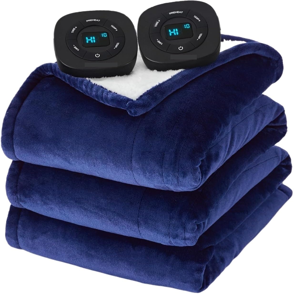 Flannel Soft Blanket, Comfortable Temperature-Adjustable Heating Blanket for Bed, Sofa (100x90 Inches, Cream White)(06 - Pageant Blue)