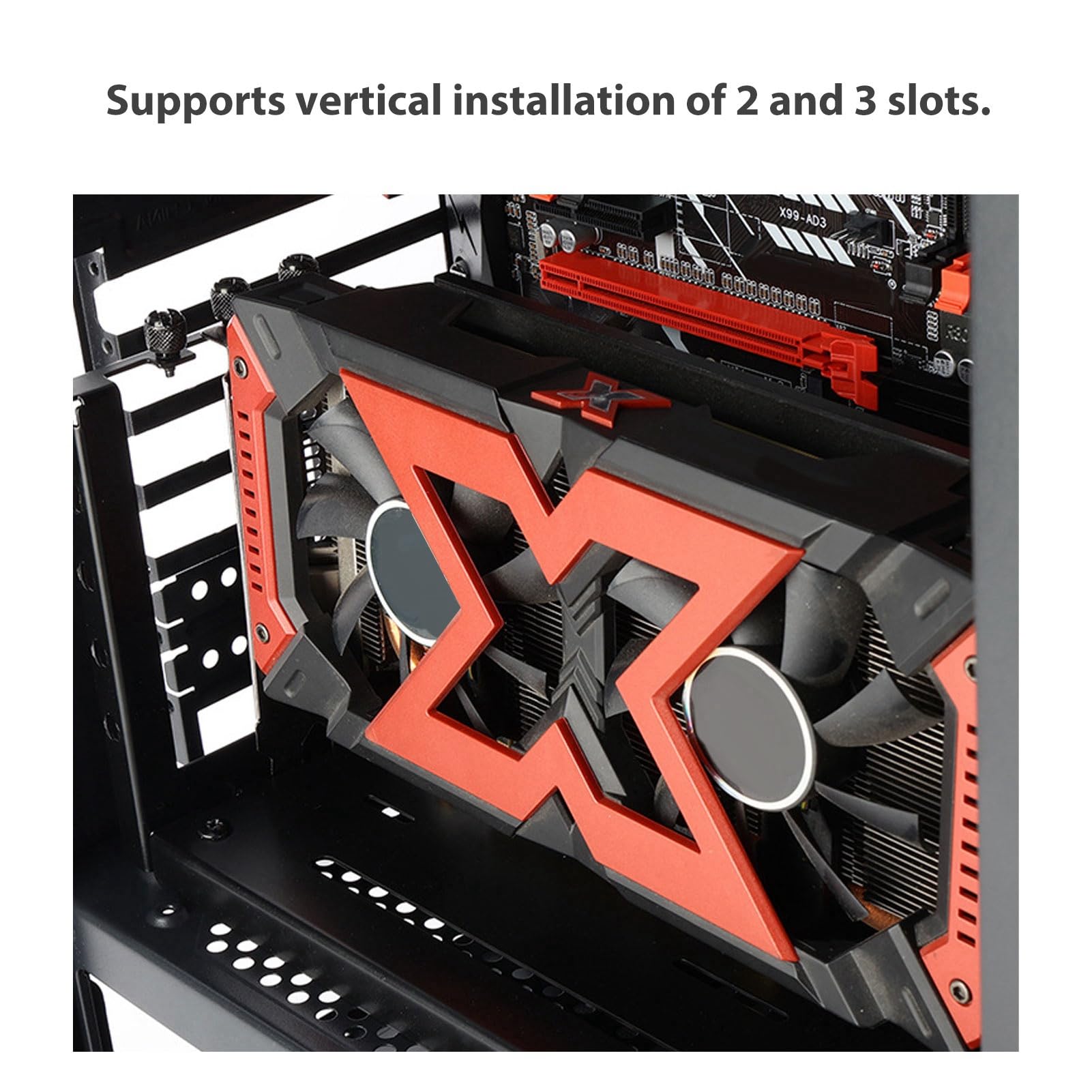Alomejor Adjustable Vertical GPU Holder for ATX Cases (26*8.2*12.8 cm) | Protegge schede grafiche da 2-3 slot, robusta struttura in ferro, include illuminazione ARGB