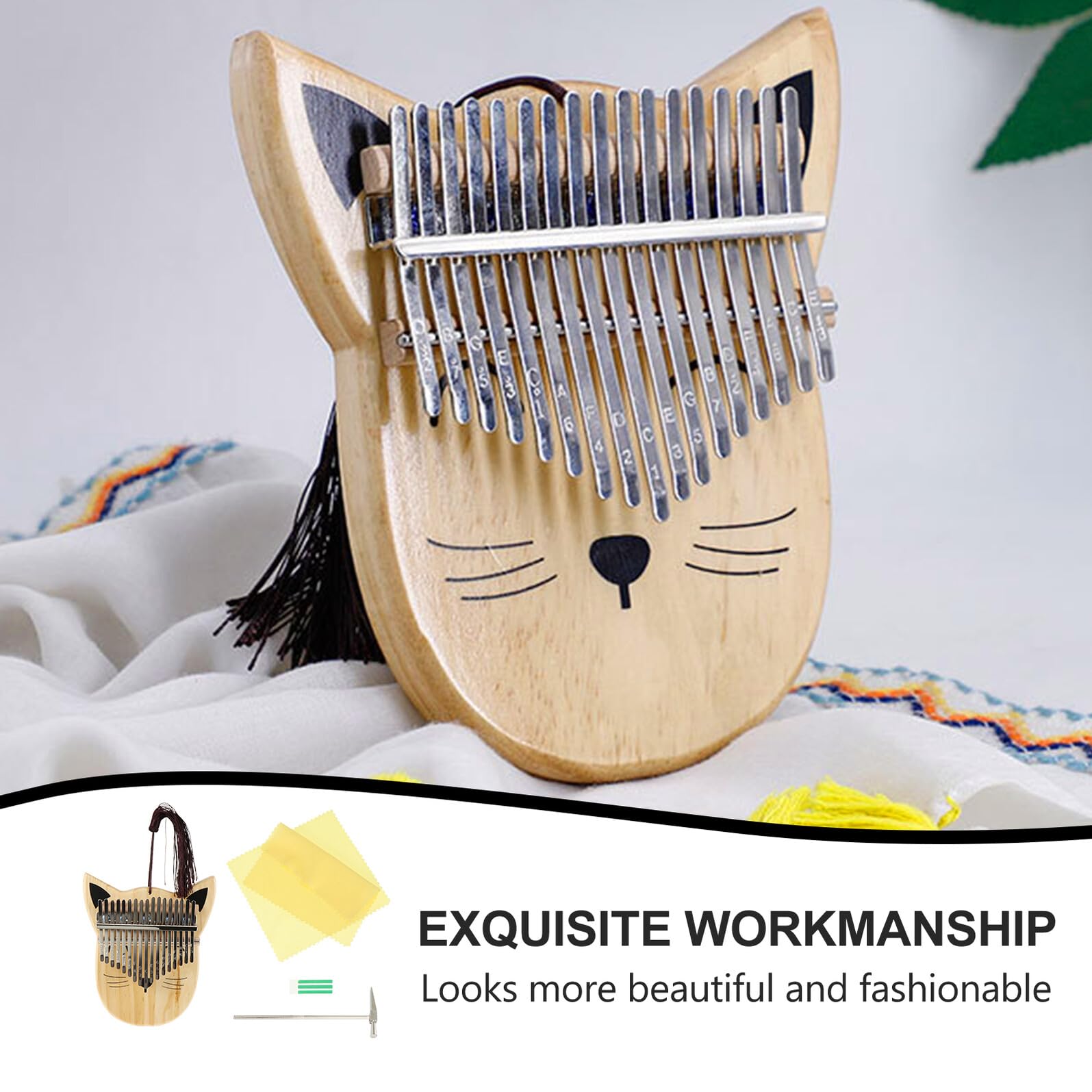 BESPORTBLE Kalimba Daumenklavier Tasten Holz Finger Piano für Anfänger Langlebiges Musikinstrument mit Gebogenen Metalltasten Klarer Klang Sicher und Tragbar für Mädchen Jungen