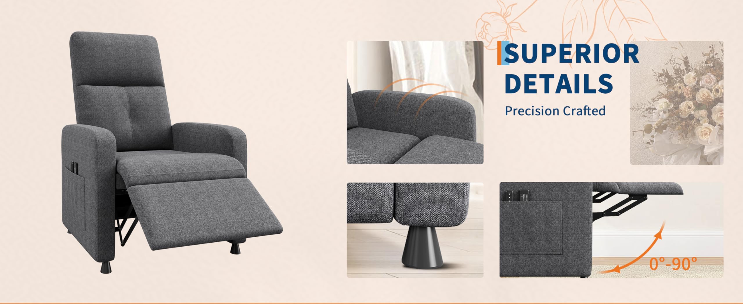 Litake Sillón reclinable eléctrico con Masaje y Calor para Sala de Estar