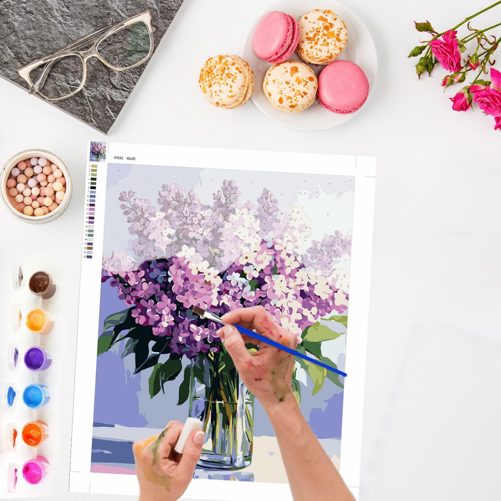 YARVPUV Dipingere con i numeri, fiori per adulti, 40 x 50 cm