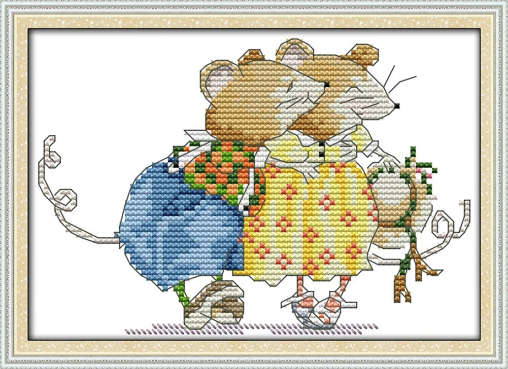 Cross Stitch Kits, Awesocrafts Ballet Rat Mouse Easy Patterns Cross Stitching Embroidery Kit Supplies Christmas, Counted (Rat, Counted)