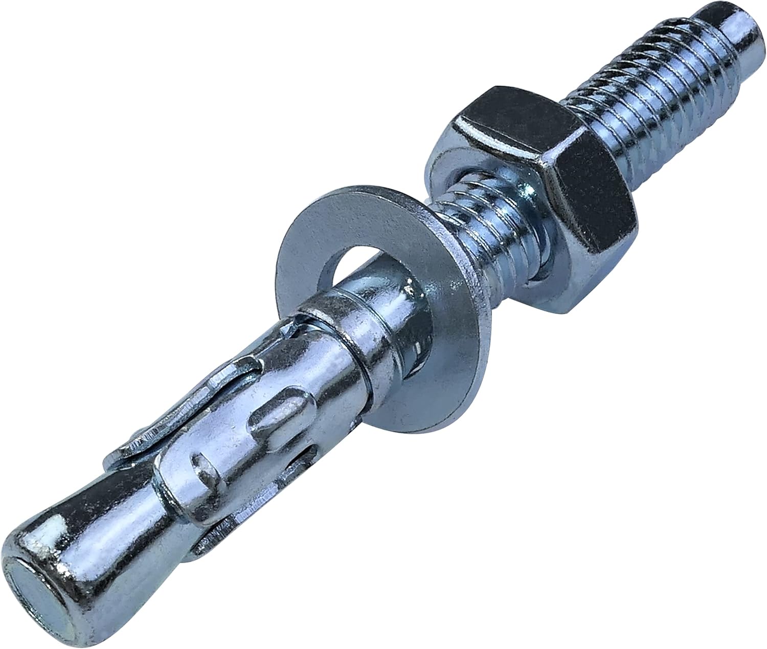 Threaded Rod Anchor, Long Thread Anchor Bolt - M10 x 80 mm - Zinc Plated Steel - for Concrete, Stone