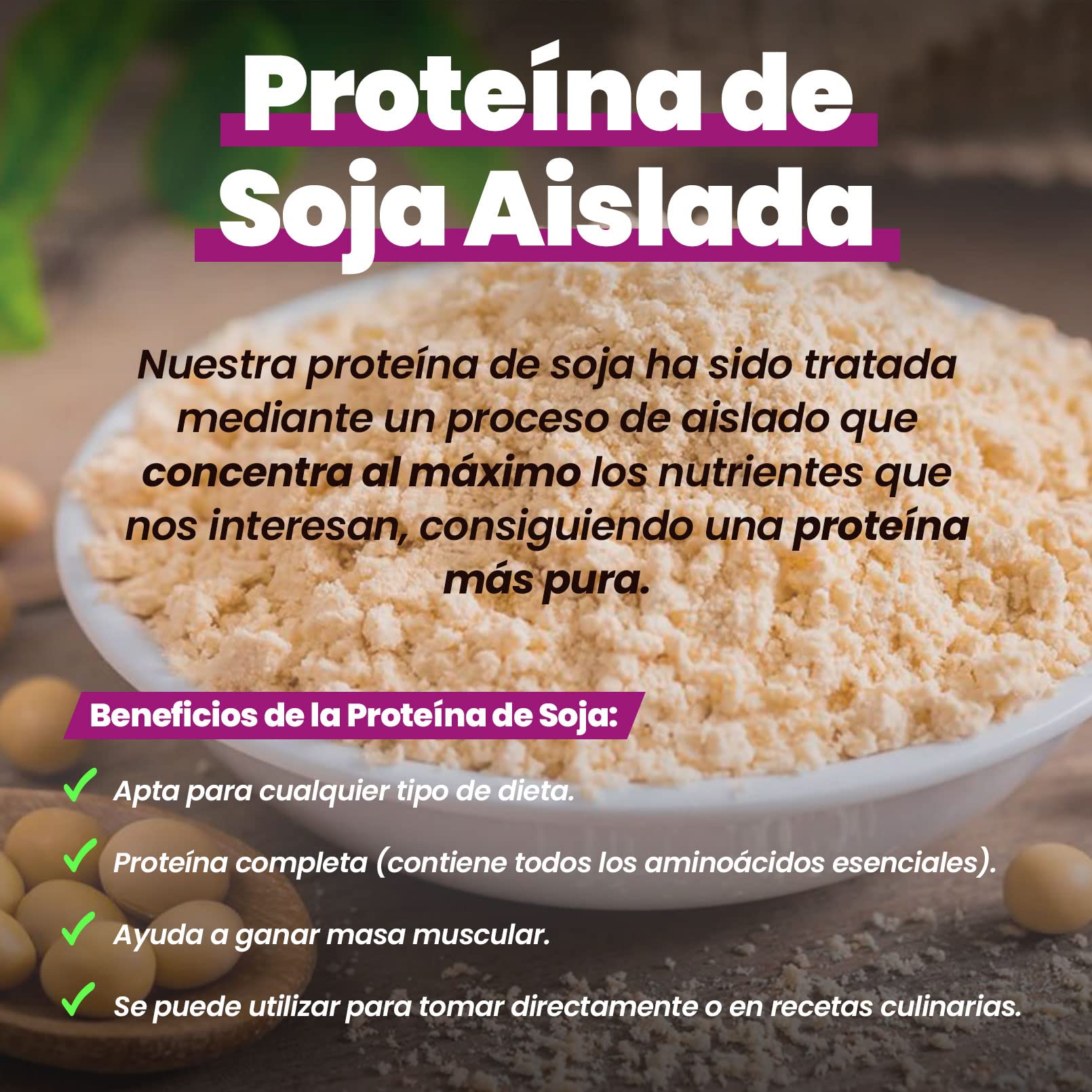 Proteína de Soja Aislada de HSN | Sin Sabor 2 Kg = 67 Tomas por Envase | 100% Vegana | Soy Protein Isolate | No-GMO, Sin Gluten