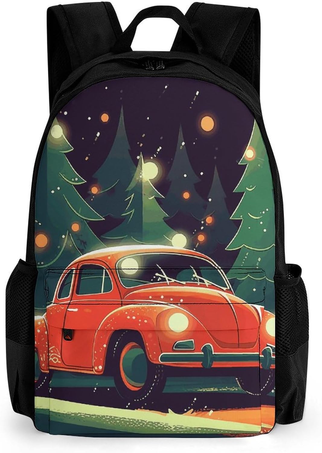 A Red Car Backpack Lightweight Waterproof Laptop Backpack Large Capacity Casual Daypack Hiking Travel Backpack for Men Women