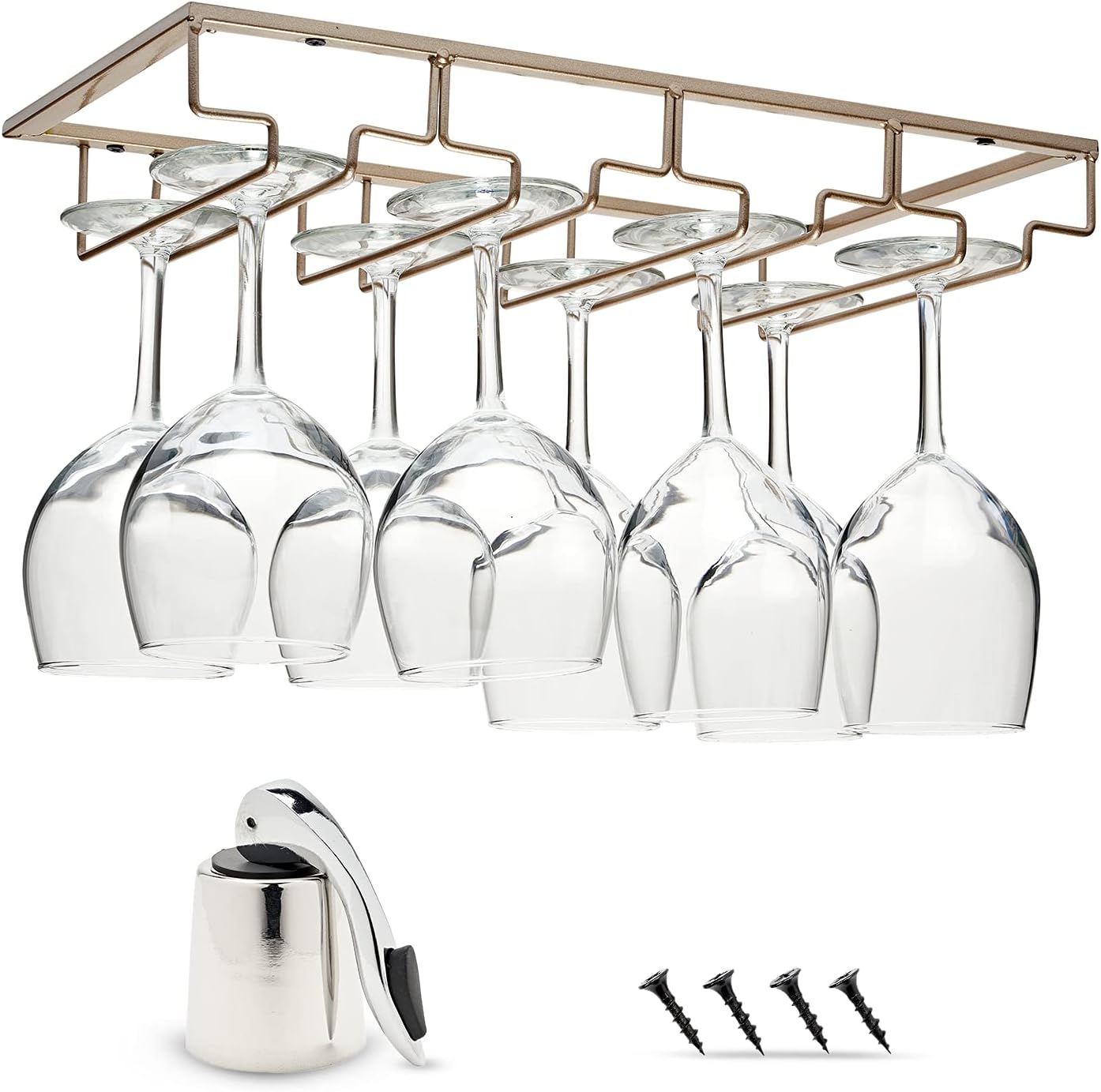 Under Wine Glass Holder 4 Row Hanging Wine Glass