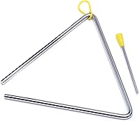 Vista 3 de Instrumento de percusión de triángulo de acero musical de 8 pulgadas con delantero