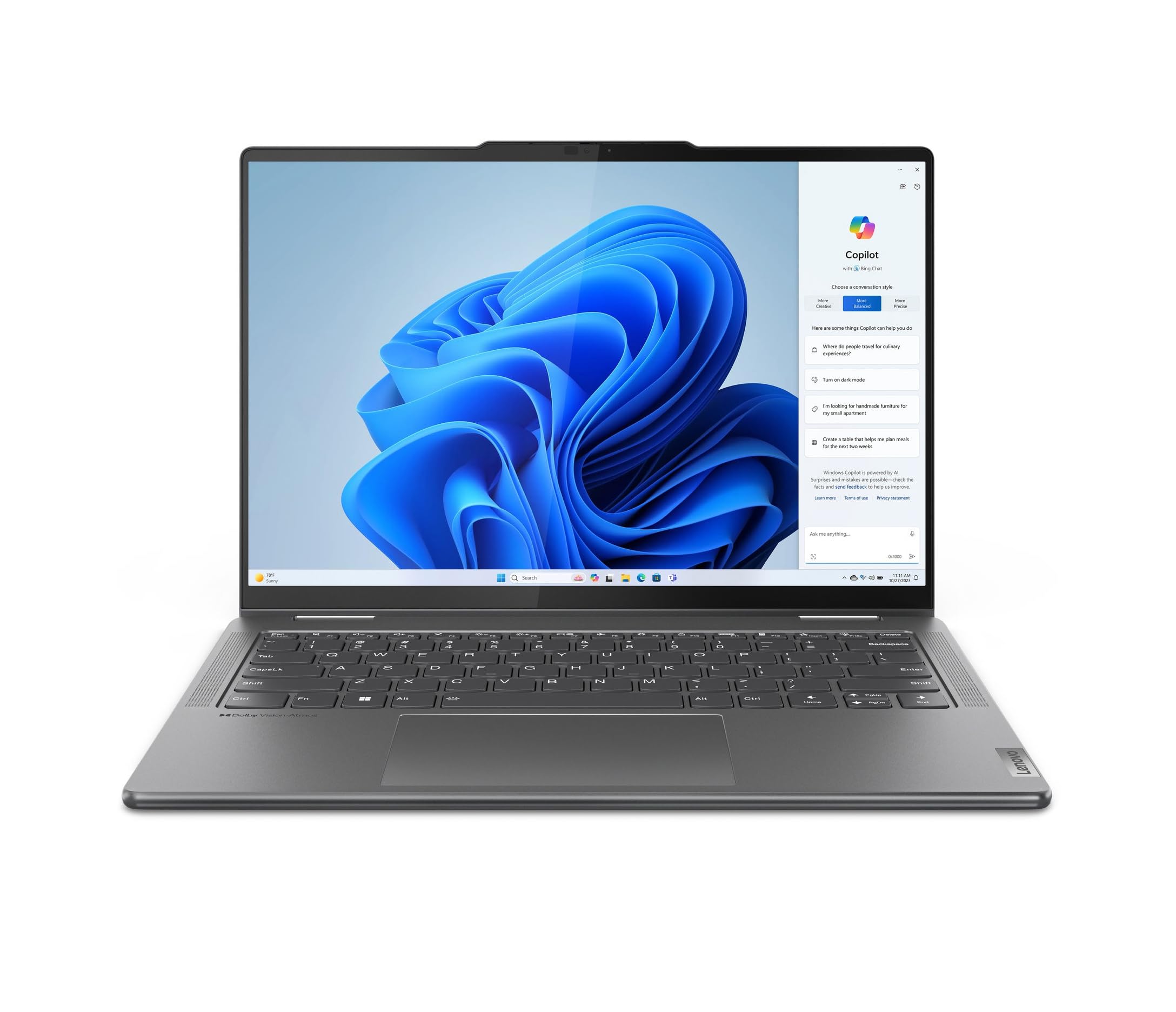 Lenovo Yoga 7 (2 in 1) Notebook Touch 14” OLED WUXGA (1920x1200), AMD Ryzen 7 8840HS, RAM 16GB, 1TB SSD, Scocca in alluminio, WiFi 6E - Grey, Pen