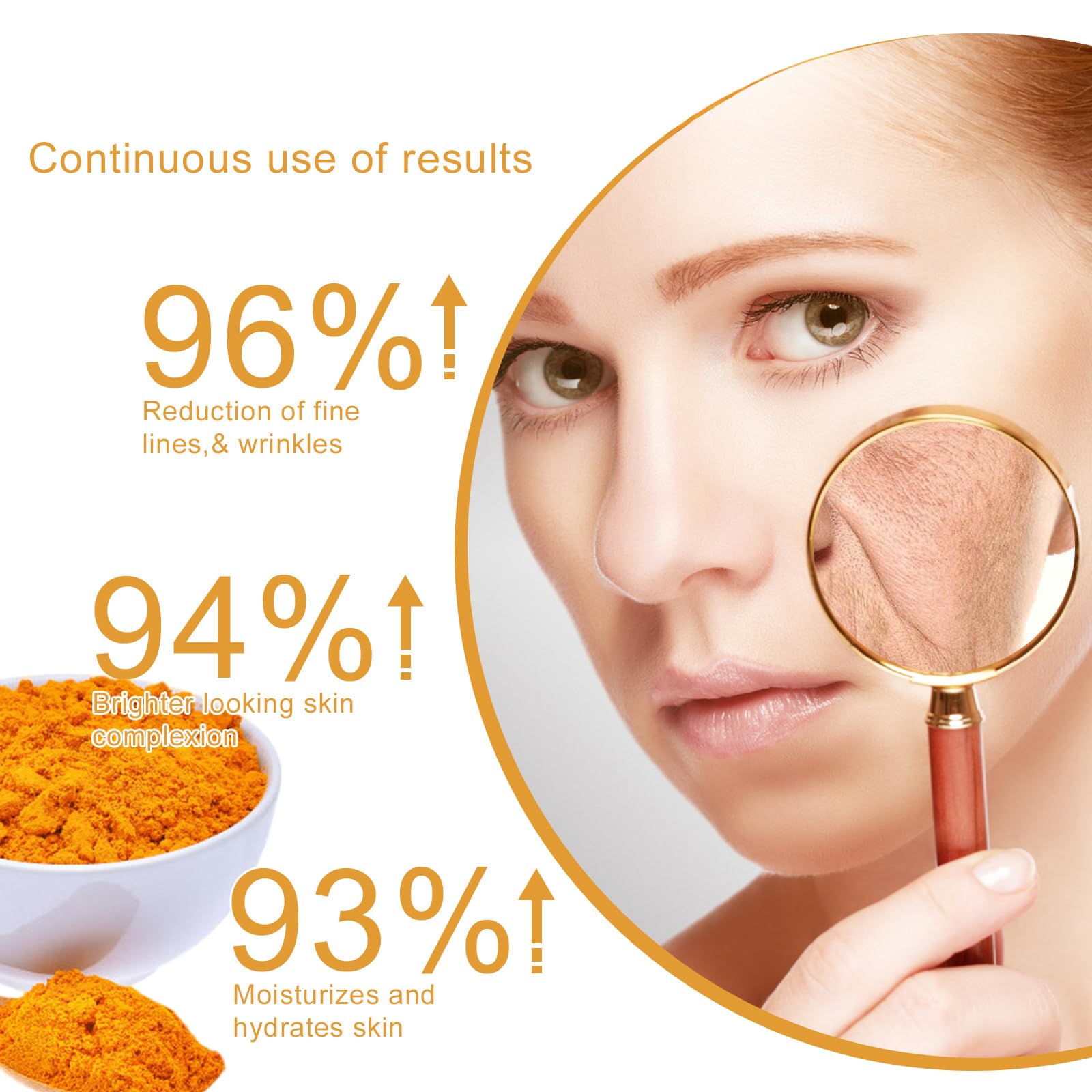 Crema viso con curcuma e vitamina C, idratante anti-invecchiamento per donna, con acido ialuronico e collagene, crema alla curcuma per macchie brune, tinta irregolare, rughe sottili, cura quotidiana
