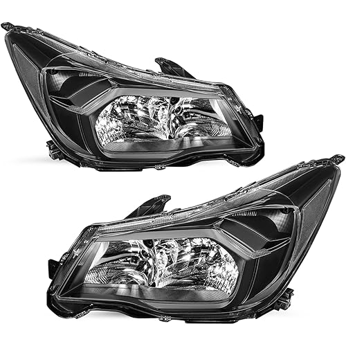 TUSDAR Headlights Assembly Set for 2014-2016 Subaru Forester Headlamp Halogen Black Housing with Clear Reflector