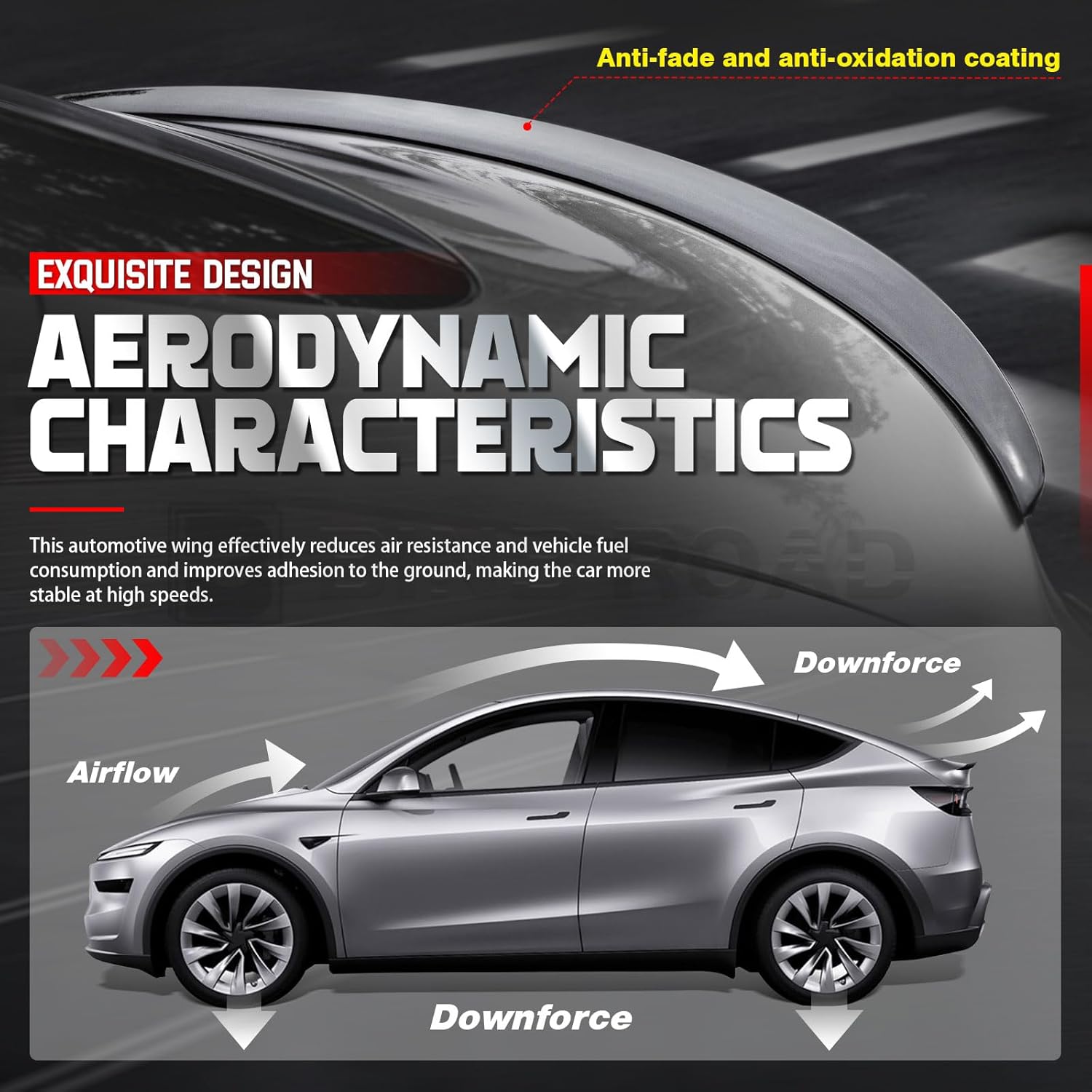 Spoilers for Cars Rear Trunk Spoiler Wing Compatible with Tesla Model Y 2020-2024,Glossy Black