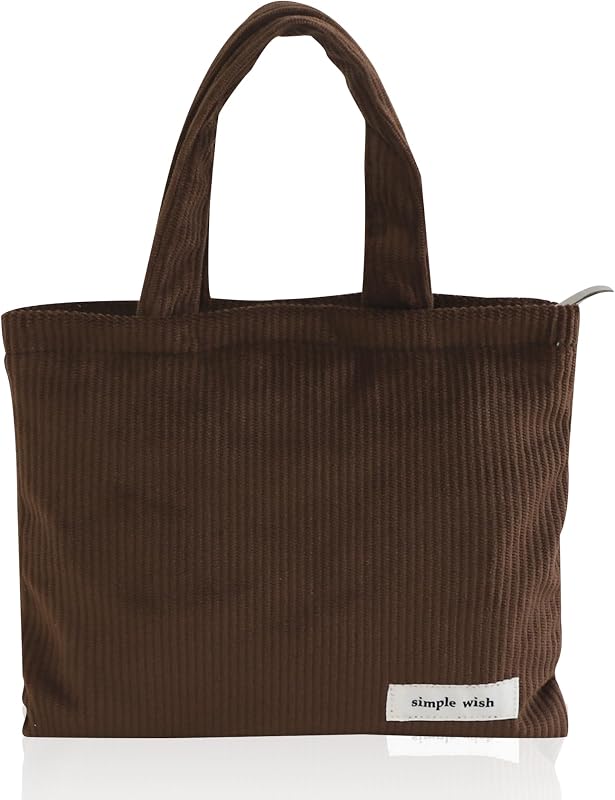 Necessaire de maquiagem Wudygirl com alça, lona, Coffee, 20,98 cm x 16,99 cm x 1,27 cm