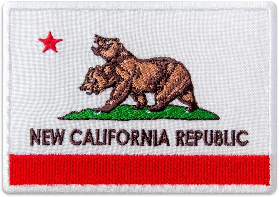 New California Republic Flag Embroidered Patch, Iron On, 4 x 2.8 inches