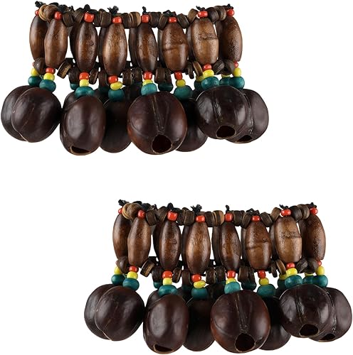 Vista 9 de Pulsera tobillera con sonajero de semillas de Cacho, 2 unidades, pulsera africana de concha de nuez, accesorios de percusión natural, instrumento