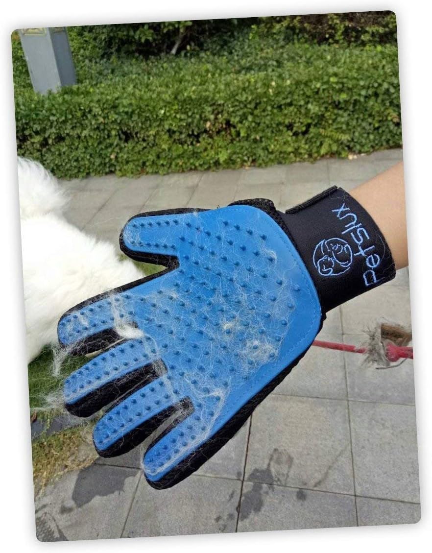Pet Brush Glove | Pet Grooming Glove Ideal for Cats, Dogs, Horses and Rabbits | 2-IN-1 Hair Remover And Pet Massage Glove