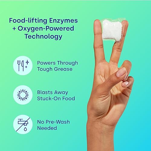 Miniatura 19 de Dropps Detergente para lavavajillas, aroma Fresh Rain, 64 cápsulas, limpia profundamente, empaque de bajo desperdicio, sin prelavado o enjuagado,