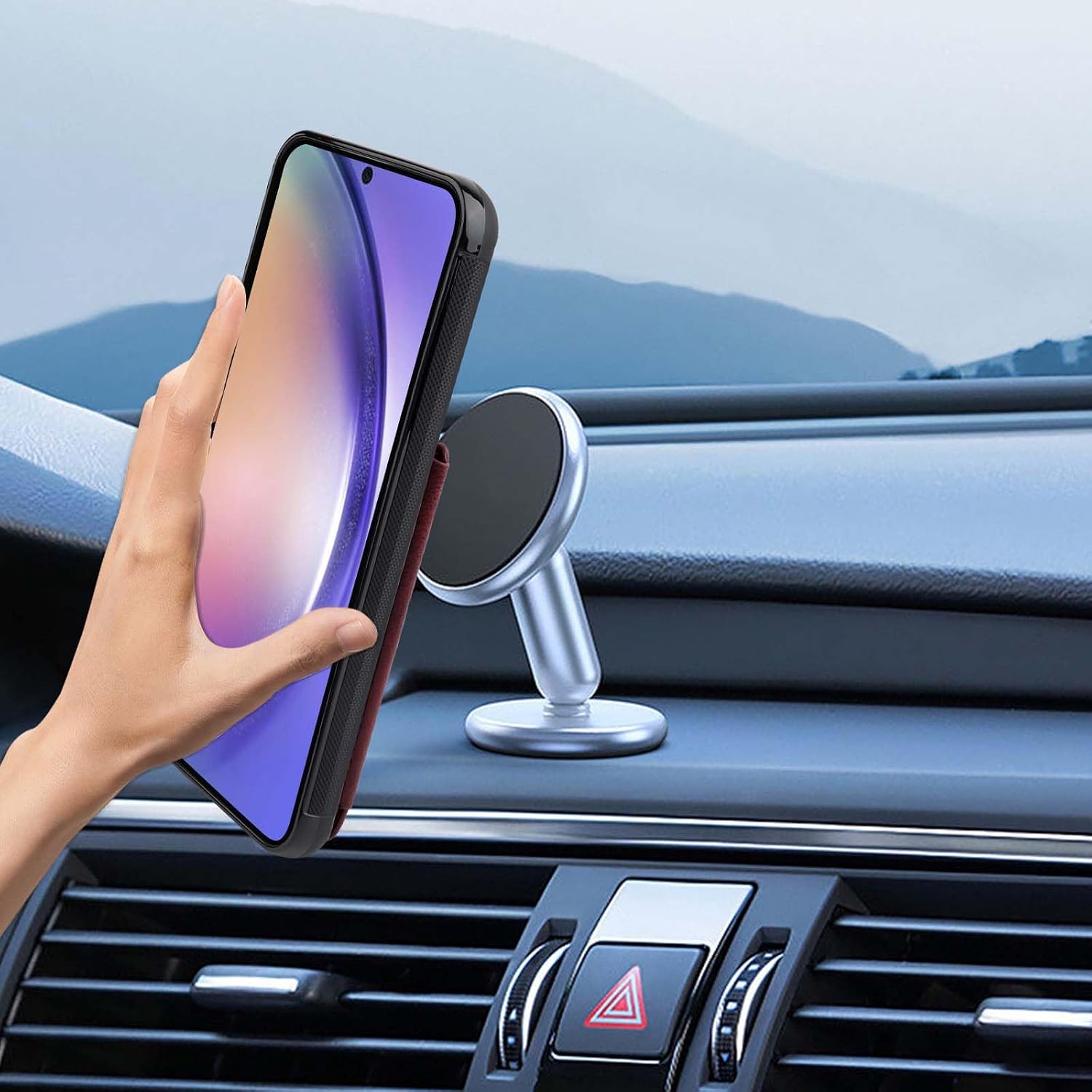 VANAVAGY Compatible for Galaxy A54 Wallet Case with RFID Blocking Card Holder, PU Leather Magnetic Clasp Flip Phone Cover Kickstand Fits Car Mount for A54 6.4 inch, Burgundy