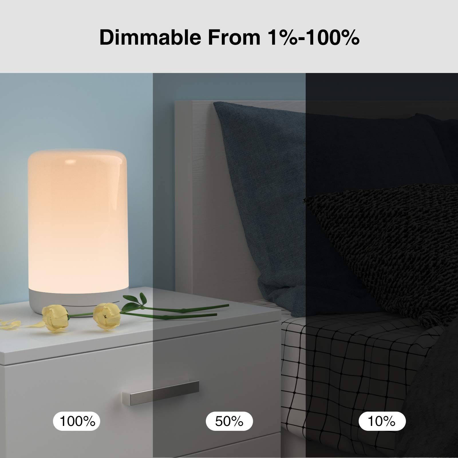 مصباح طاولة ذكي واي فاي يعمل باللمس متوافق مع أليكسا جوجل هوم لغرف النوم مصباح Led عاكس الضوء أبيض دافئ وألوان متغيرة Rgb Led 16 مليون لون تو لينك متجر المنزل الذكي