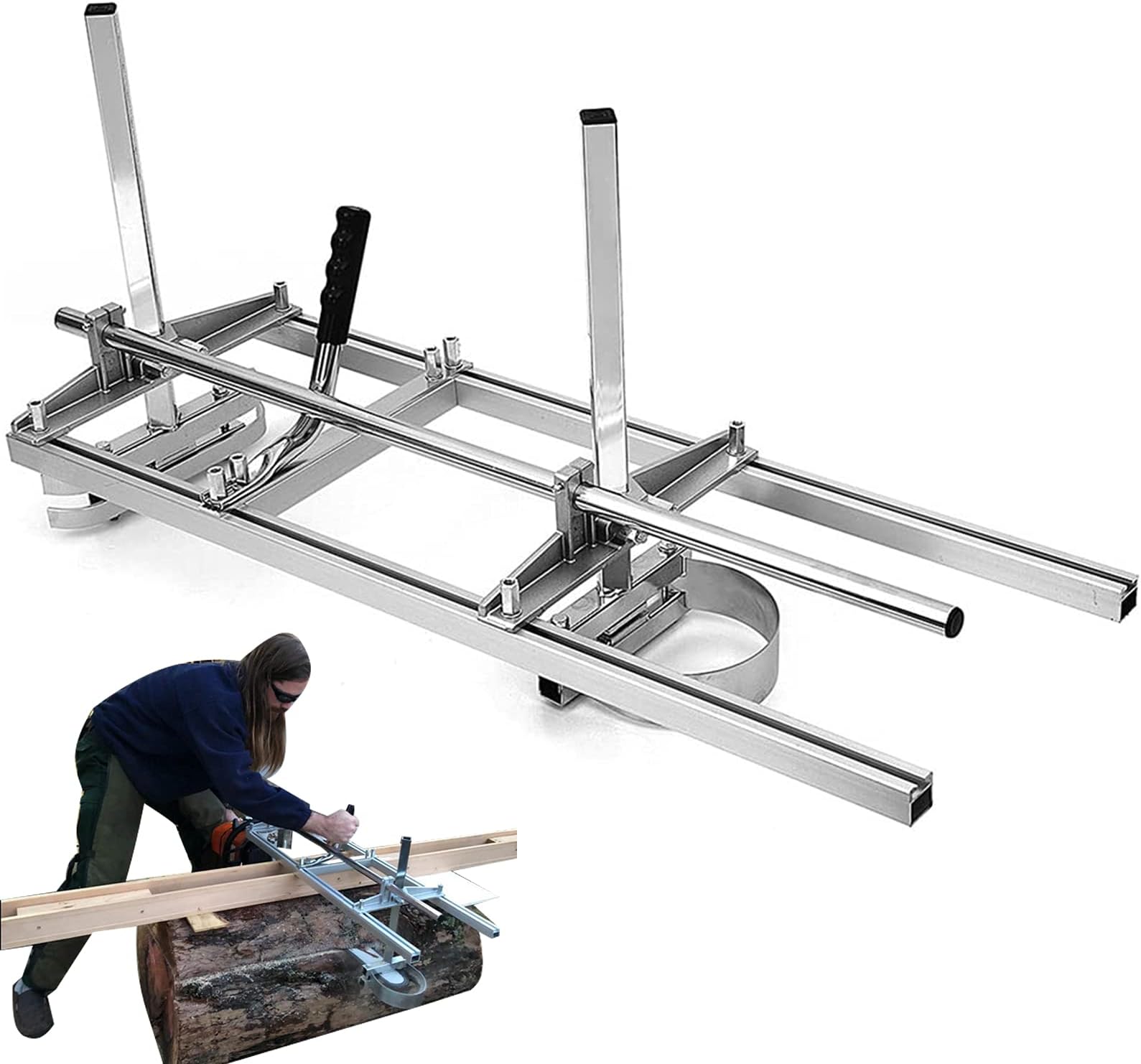 VUE Chainsaw Mill, Portable Planking Milling 14 to 36 Inches Guide Bar Wood Lumber Cutting Sawmill with Work Gloves for Builders and Woodworkers (14" - 36")