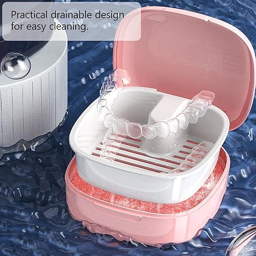 Miniatura 3 de Taza portátil de PP para dentadura postiza, diseño drenable, estuche de dentadura de viaje, dormitorio, comedor, escolar, aretes de baño,