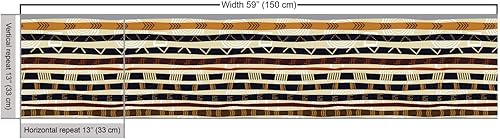 Miniatura 3 de Ambesonne The Yard - Tela abstracta de estilo étnico, formas geométricas con patrón de rayas en tonos tierra llamativos, tela decorativa para