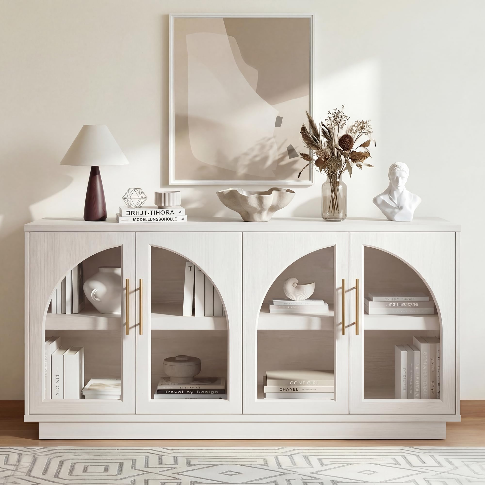 Fatmok Arched Glass Buffet Cabinet