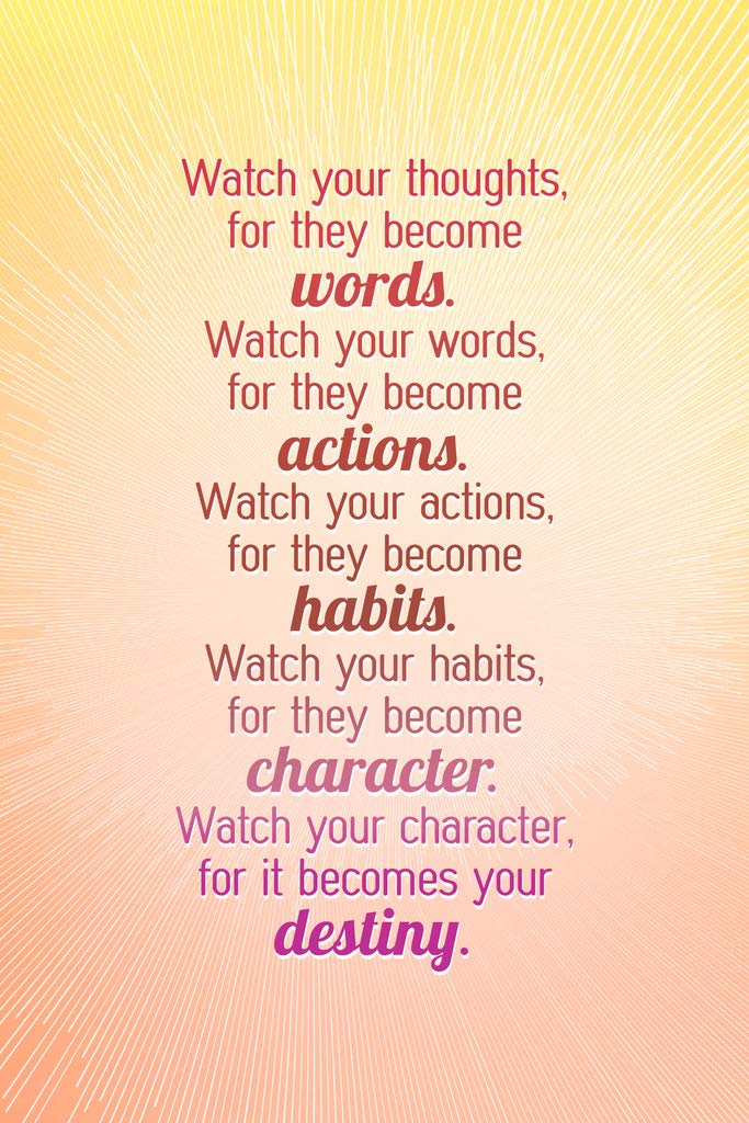 Watch Your Thoughts Bright Color Motivational Inspirational Teamwork Quote Inspire Quotation Gratitude Positivity Support Motivate Sign Good Vibes Social Work Cool Wall Art Print Poster 12x18