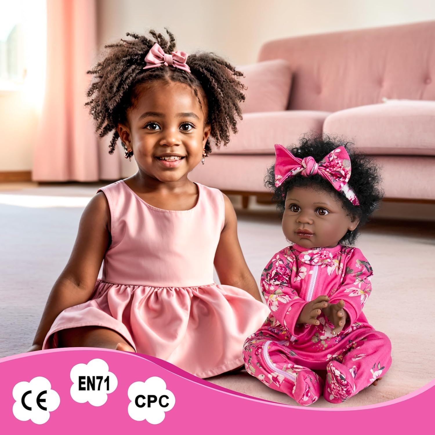 Aori Black Reborn Baby Dolls Girl - 22 inches Lifelike Black American Weighted Doll with Realistic Details, Gift for Kids 3+, Grandparents