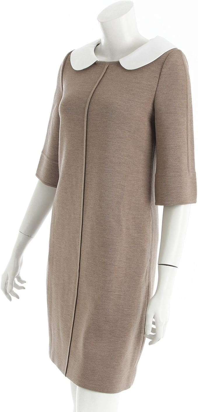 Amazon Co Jp フォクシー 白襟 ニットワンピース ベージュ ファッション