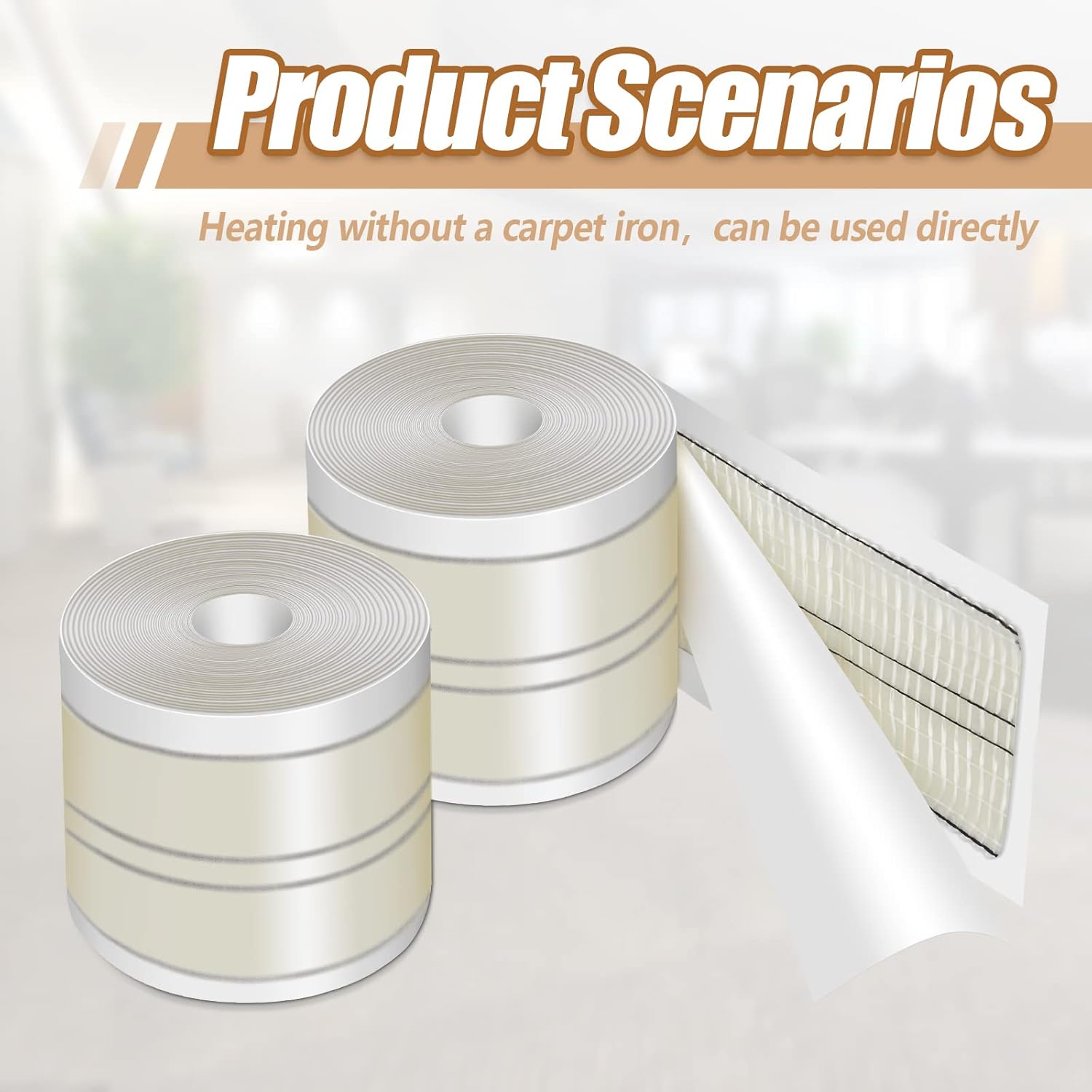 Frienda 2 Pcs Carpet Seam Tape 4 Inch x 30 ft Roll Double Sided Rug Tape no Iron Required for DIY Carpet Joining, Tapestries, Floor Leather