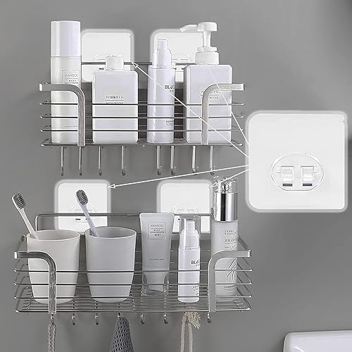 Miniatura 4 de Paquete de 10 calcomanías adhesivas de repuesto para estante de esquina, cesta de baño, estante de ducha, colgante