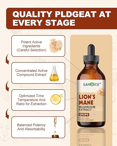 Miniatura 8 de Gotas de potasio líquido de calcio y magnesio líquido de melena de león, suplemento de concentración, extracto orgánico de melena de leones y hongos