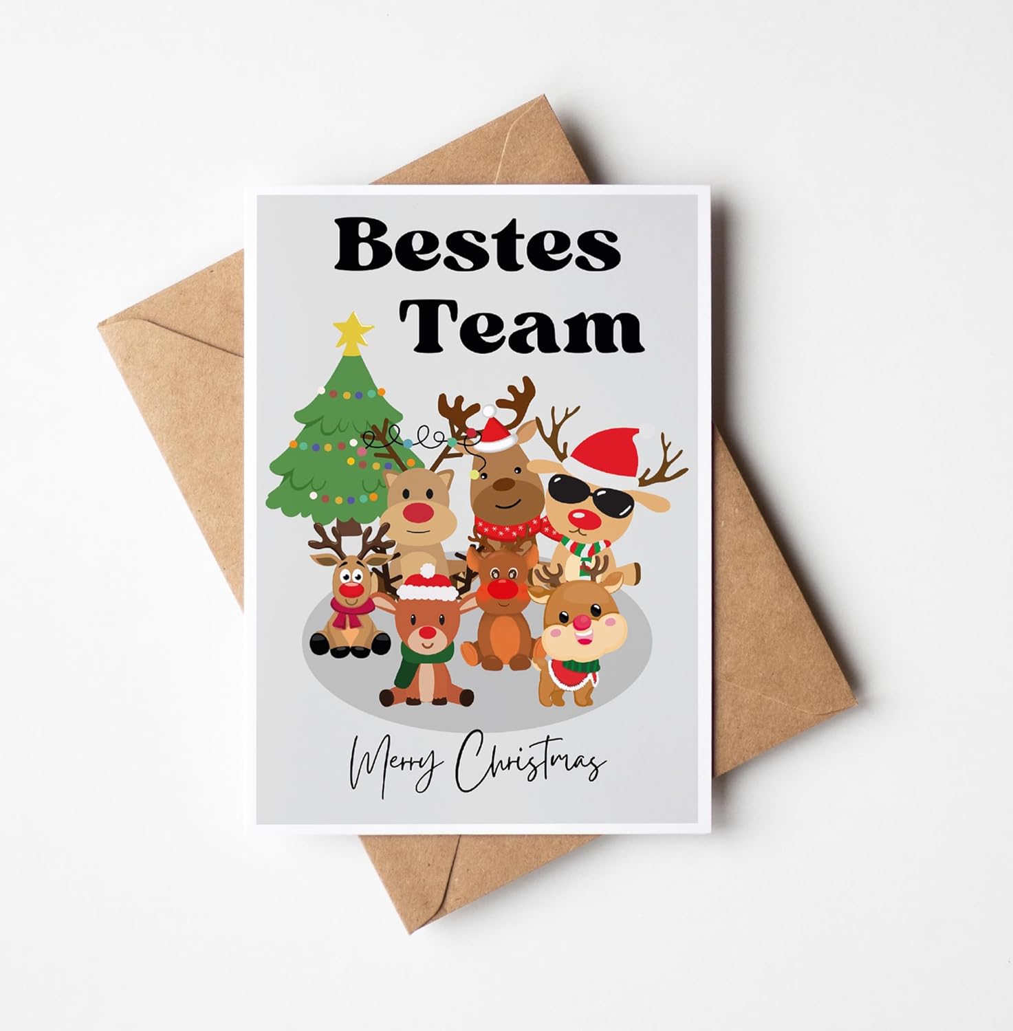 PURESIZE Greeting Card Set of 12 Best Team Christmas Cards, Employee