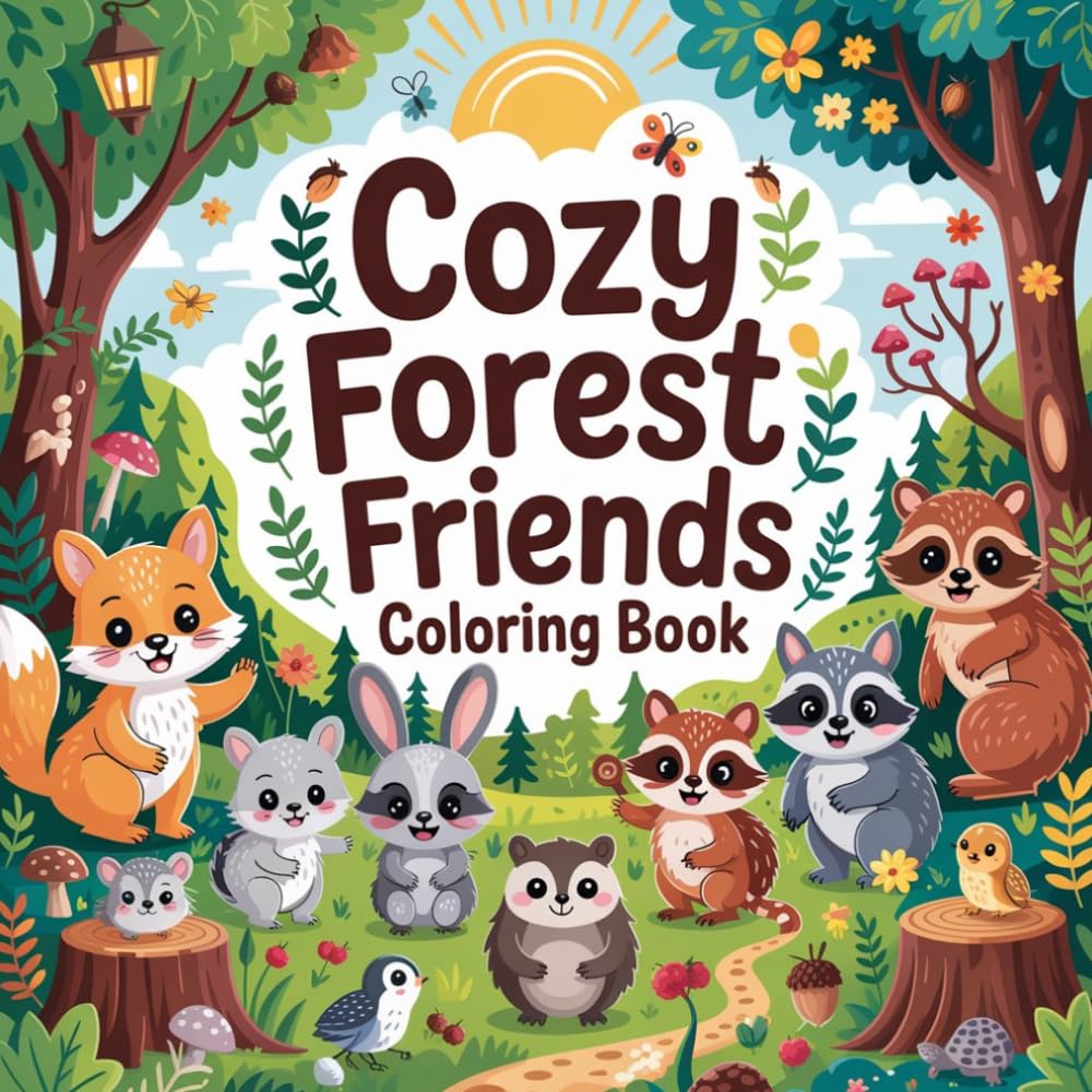 Cozy Forest Friends Coloring Book: cozy forest friends relaxation women coloring book, cozy forest friends stress relief kids book, cozy forest ... forest friends relaxation adults book simple
