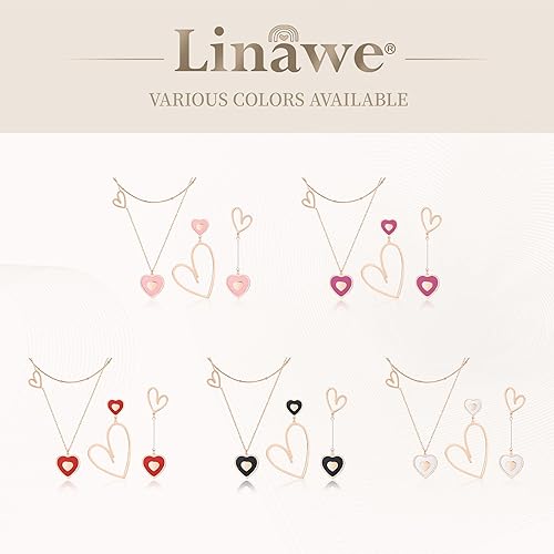 Miniatura 5 de Linawe Gargantilla en capas con dije de corazón para mujer, moderna, cadena de oroplataoro rosa, collares apilados de acero inoxidable, collar de