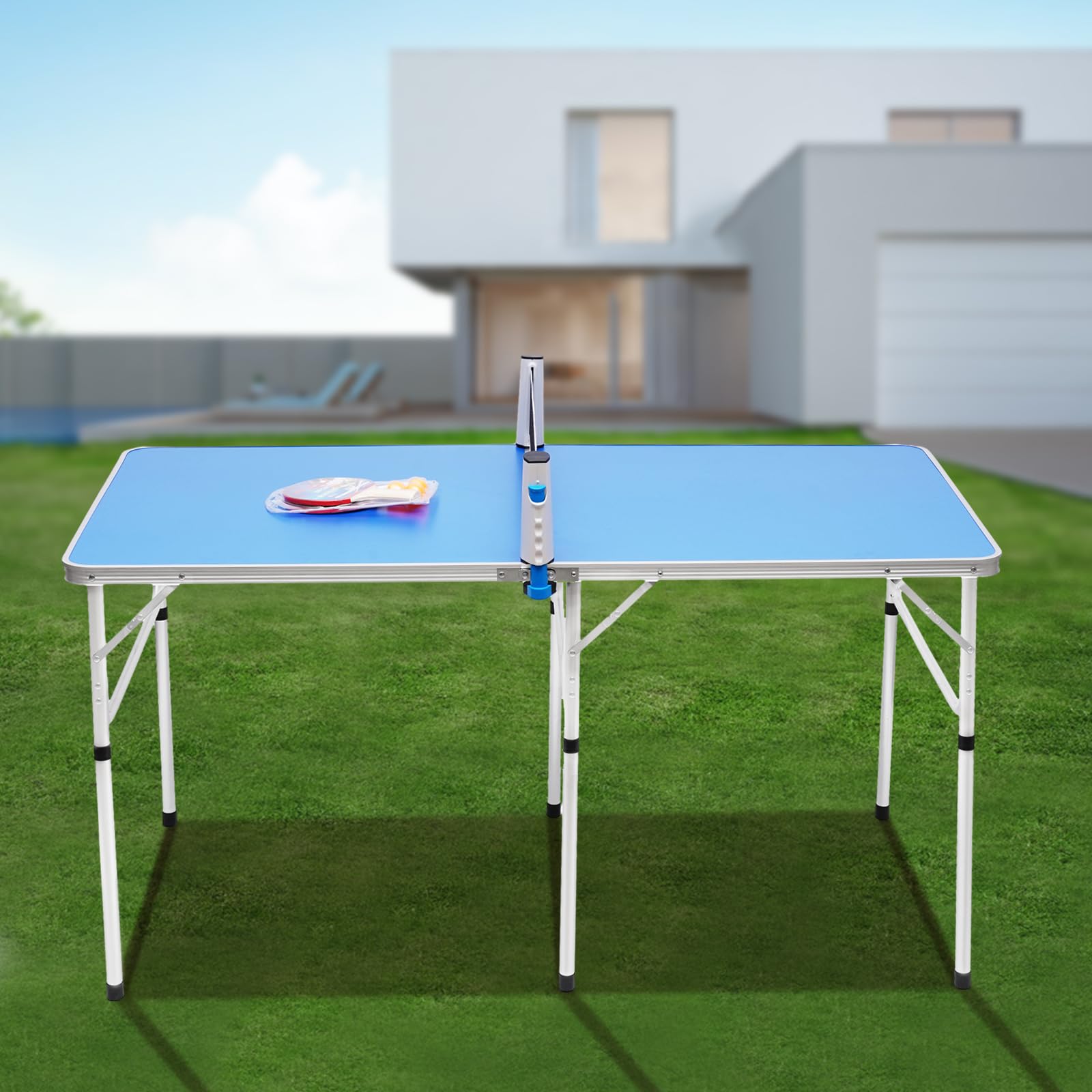 awolsrgiop Ping Pong Table, Foldable Table Tennis Table Outdoor with 2 Paddles and 3 Balls Ping Pong Table Foldable Outdoor Ping Pong Table Weatherproof Complete Set for Indoors and Outdoors