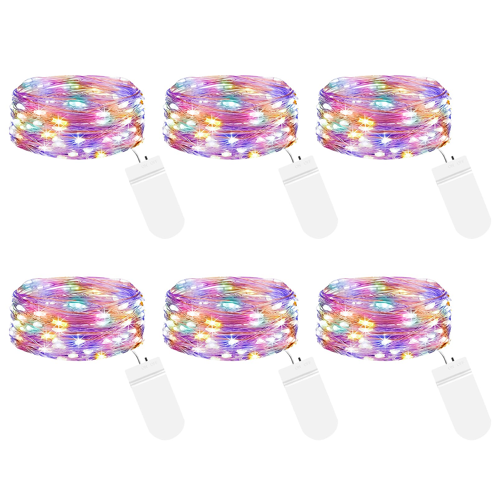 btfarm 8 Stück 20LED Mini Lichterkette mit Batterie Klein, 2M Silberdraht Kleine Lichterketten Batteriebetrieben, Micro Lichterkette Draht für Innen Weihnachten Hochzeit Party Deko, WarmWeiß