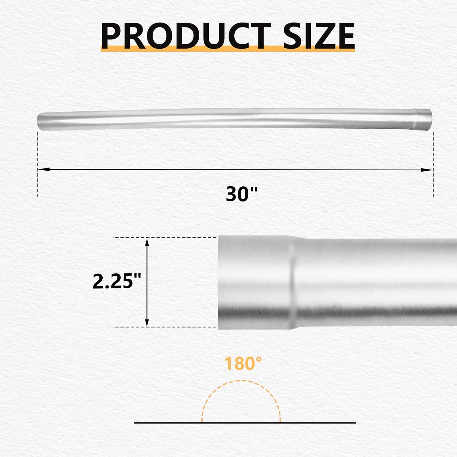LCGP 2.25" Custom Mandrel Straight Exhaust Pipe, 30" Long, Made of Mild Steel Fit 2.25 Inch Exhaust System