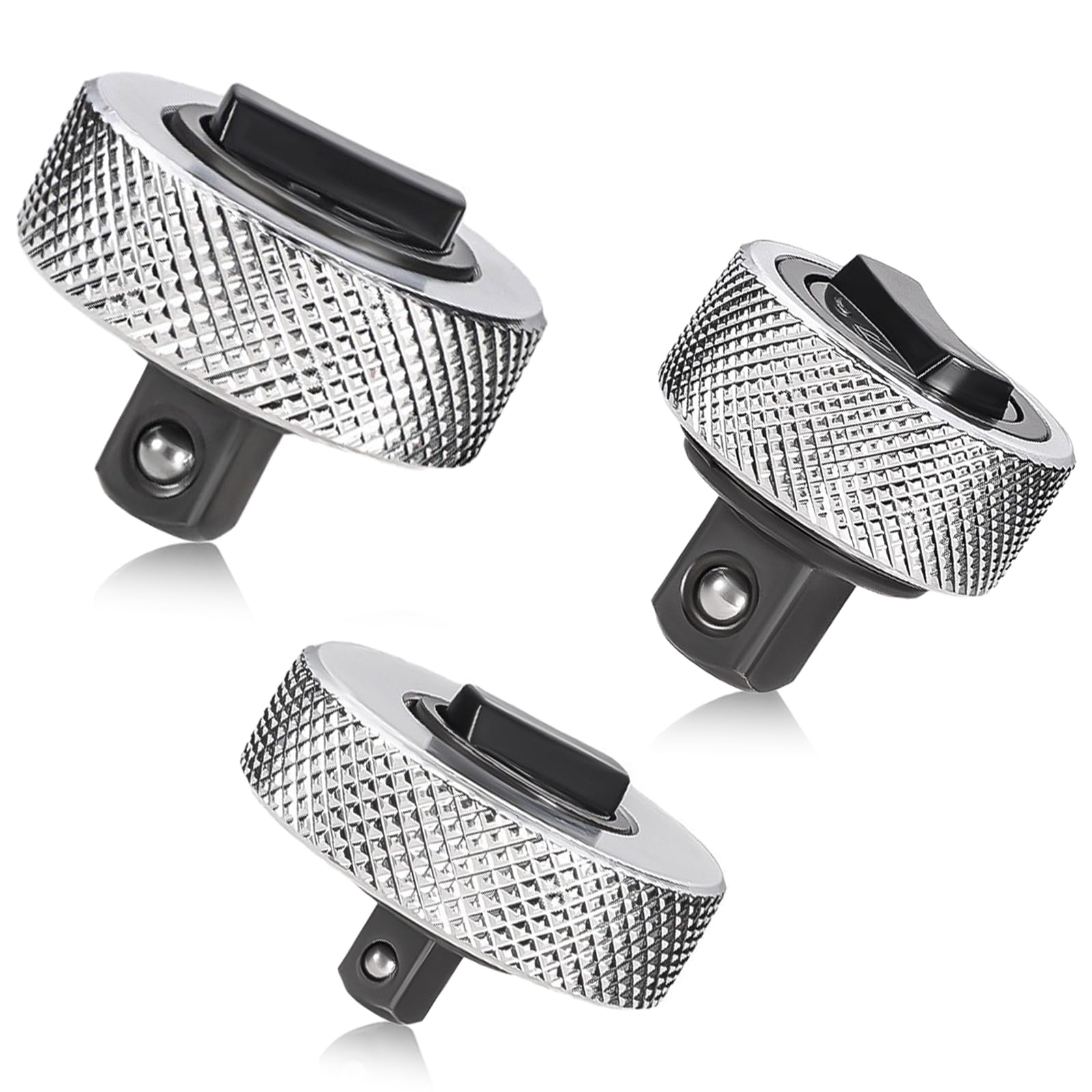Sxtdkmj Silver 3 Pcs Palm Ratchet Set, Thumb Ratchet Wrench Reversible Palm Ratchet Wrenches Mini Thumb Lever Finger Ratchet Wrench Set (1/2" 1/4" 3/8")