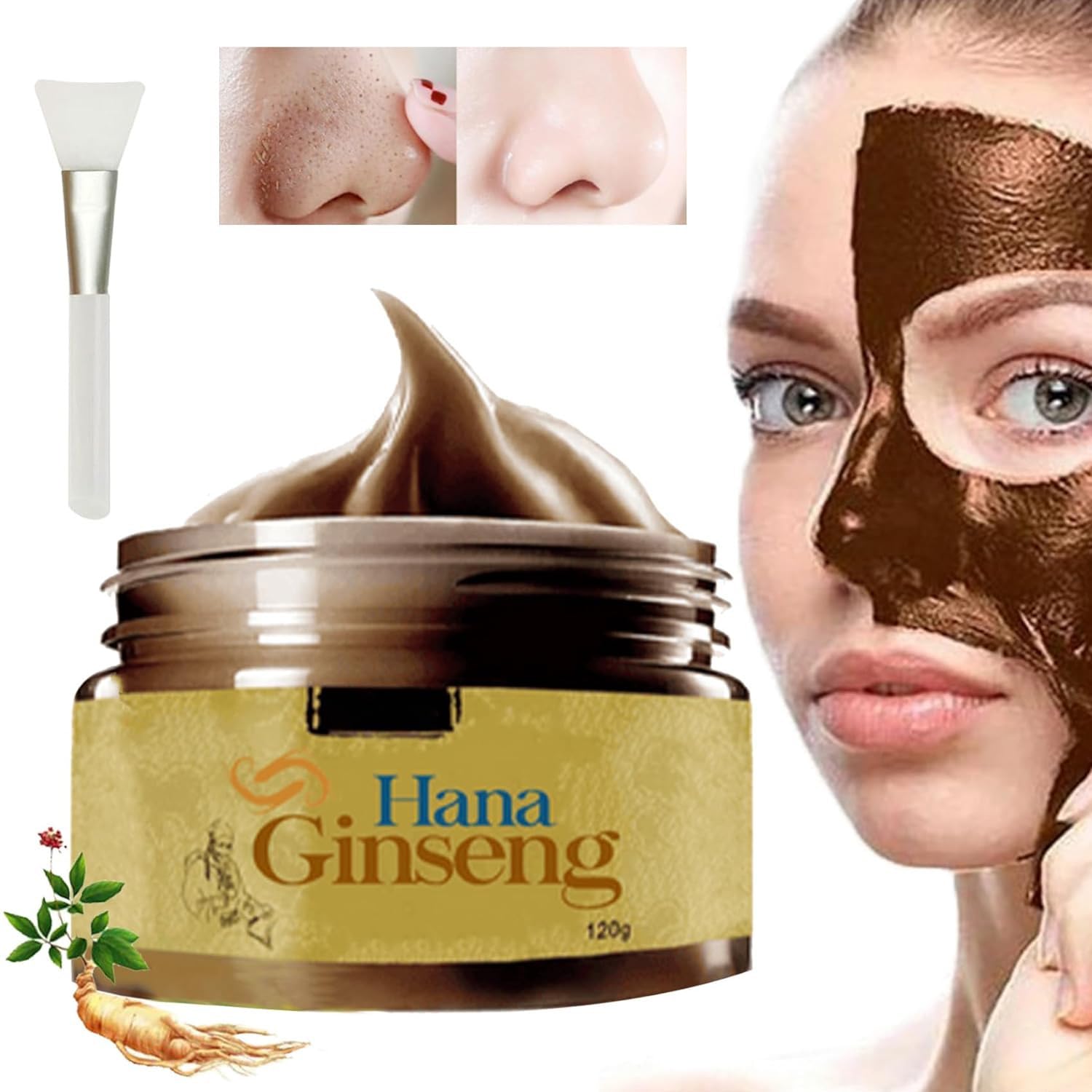 Hana Ginseng Face Mask,2024 New Korean Hana Ginseng Peel off Face Mask,Herbal Refining Peel-Off Facial Mask,Ginseng Mask Korean,Hana Ginseng Mask For Shrink Pores Improve Skin Vitality (1 Pcs)