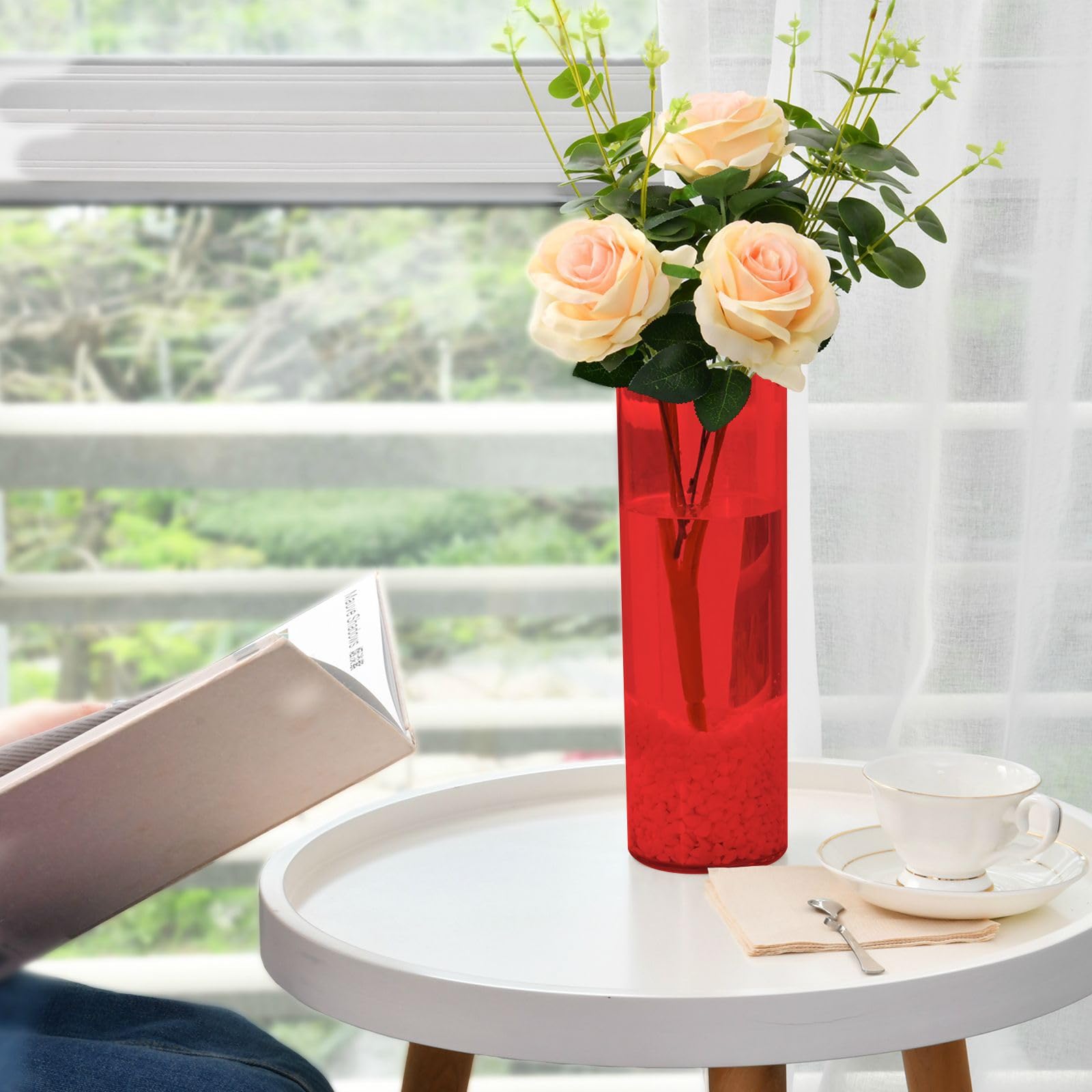 2個夜30ml2601 Amazon.com: Plastic Cylinder Vase Red Solid Color Pure Plain 11.8