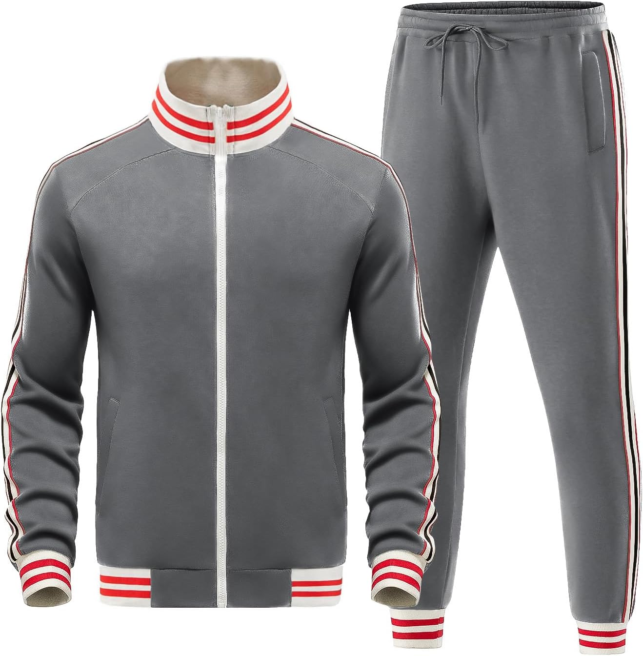 Riskrole Men’s Tracksuits Set 2 Pieces Active Sweatsuits Casual Jogging Full Zip Outfits Jacket Pants Set