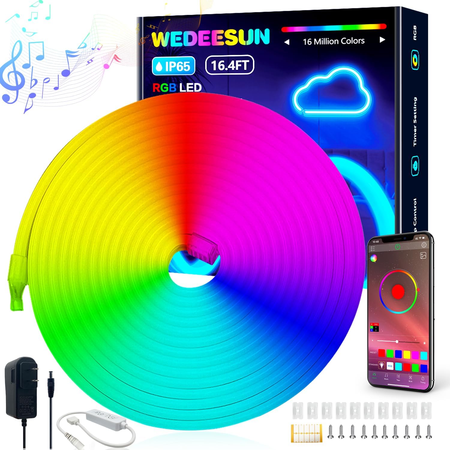 ZXMEAN Led Lights for Bedroom 130ft LED Strip Lights Music