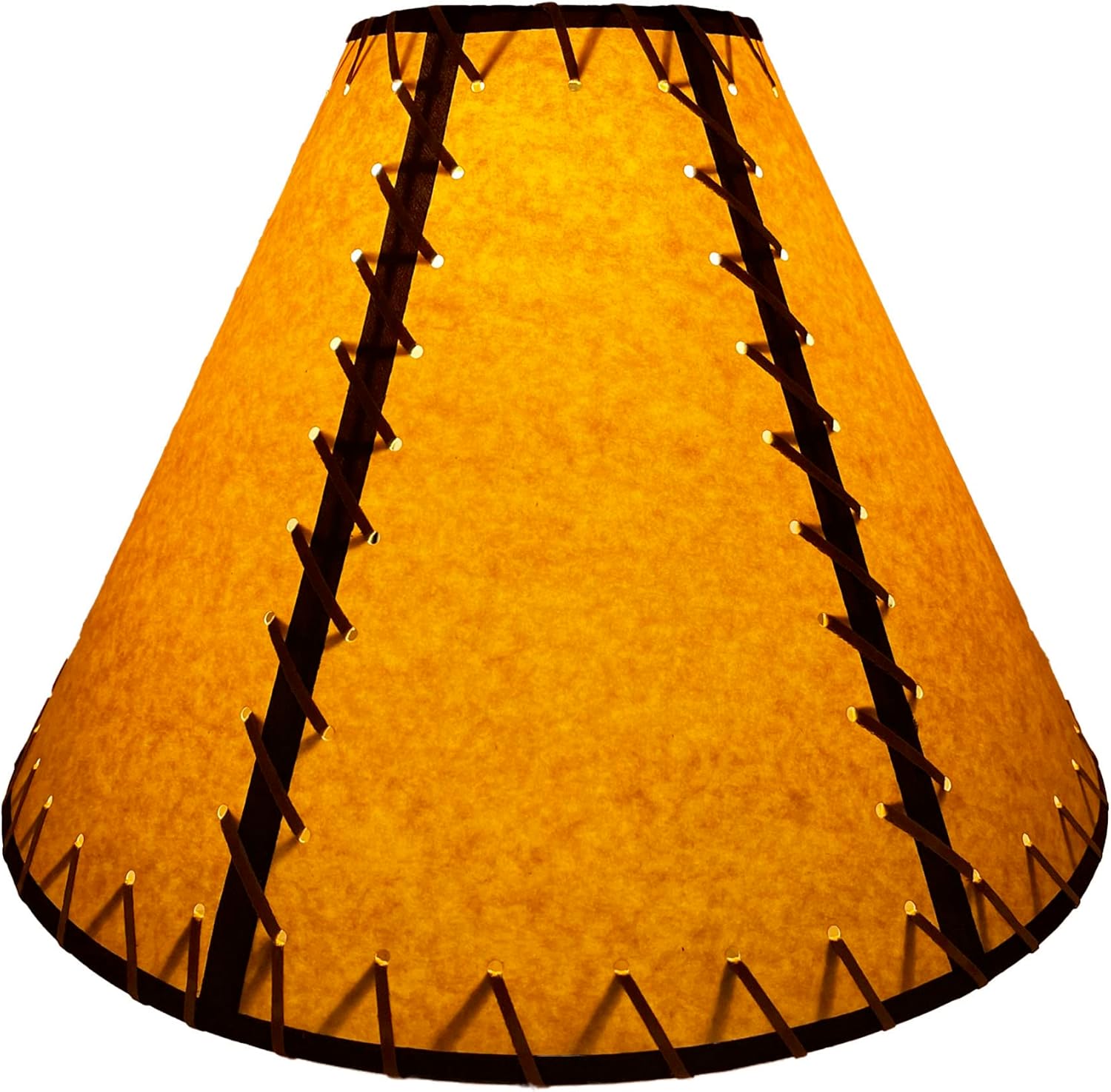 Rustic Double Laced Oiled Kraft Lamp Shade 18"