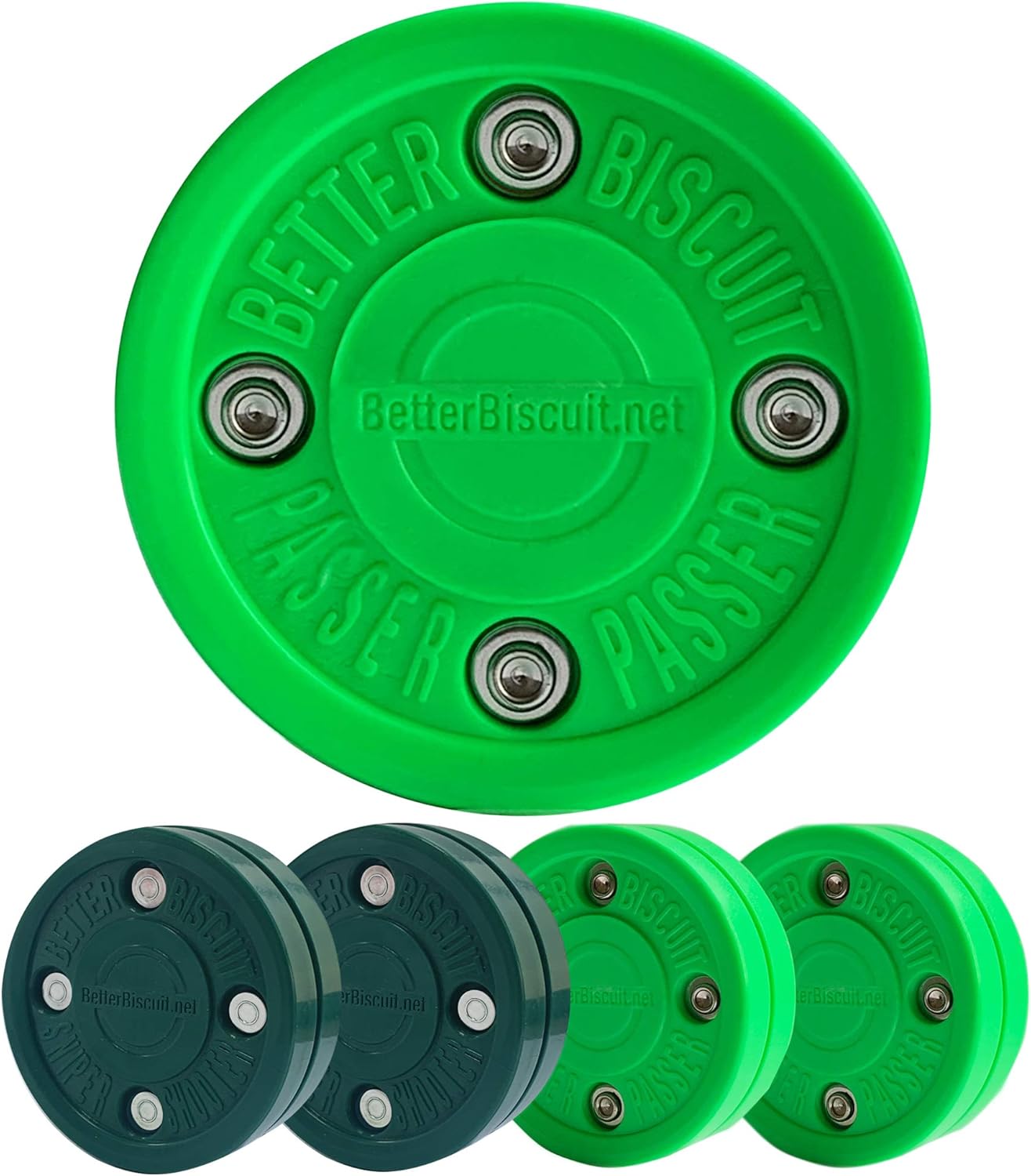Better Biscuit 4 Pack - 2 Passer and 2 Shooter, Green/Dark Green